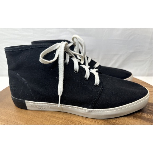 Timberland Chaka Boots 10.5 Black Canvas Mens Davis Square Lace‎ Up Black - Picture 1 of 16